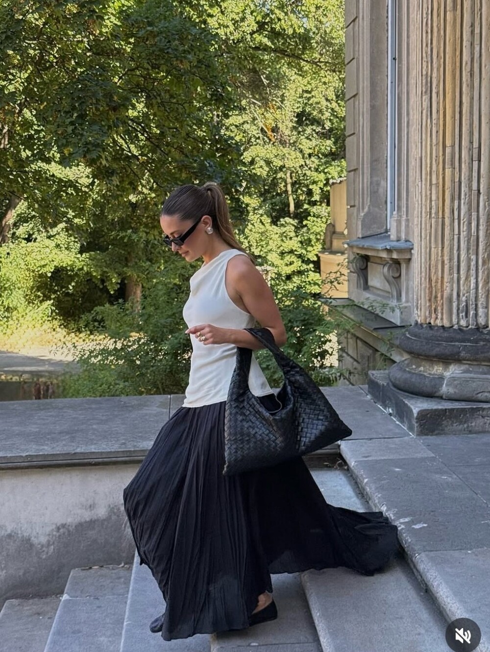 Zara Flowing Maxi Dress White Black New